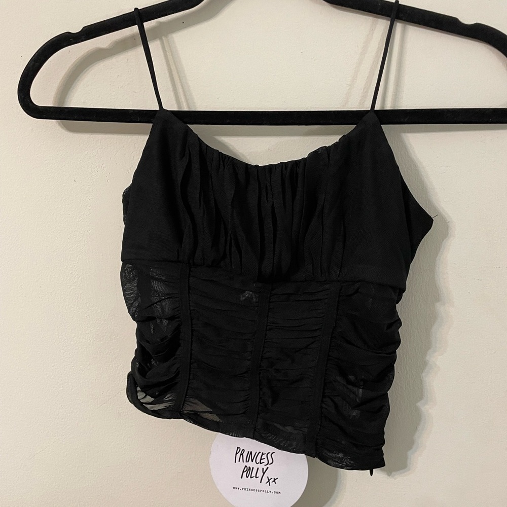 Princess Polly Black shirt tank ribbed size 2 NWT - Picture 1 of 5